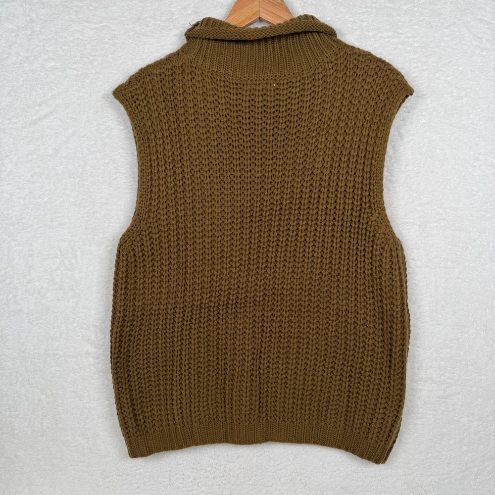 ANDTHEWHY Cable Knit SleevelessSweater Women S/M Brown Turtleneck - Picture 3 of 7